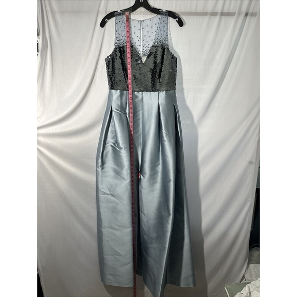 NWT‎ $995 SACHIN & BABI [ 8 ] A Line Sequin Erica Ball Gown Silver Ash Blue - Picture 6 of 13